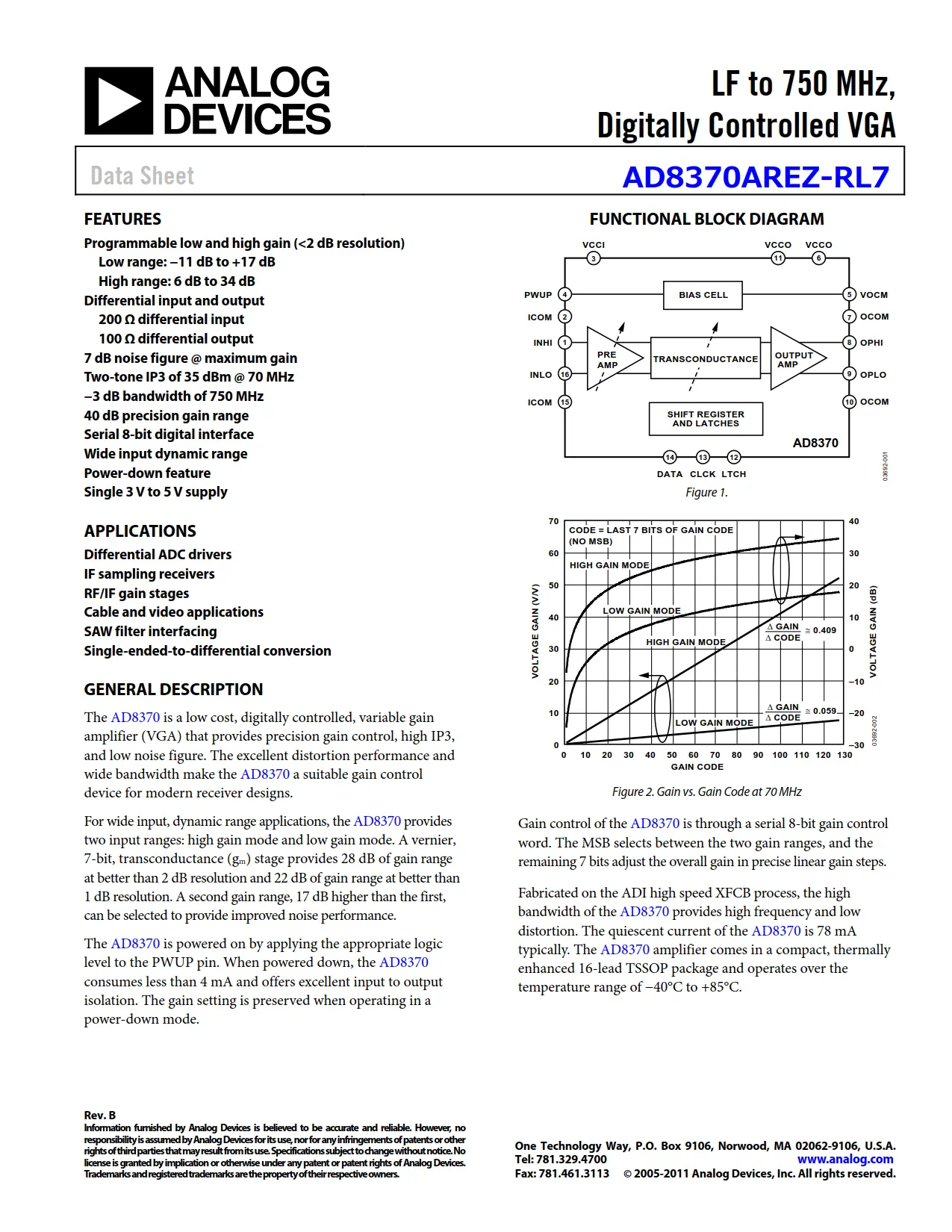 AD8370AREZ-RL7 DataSheet