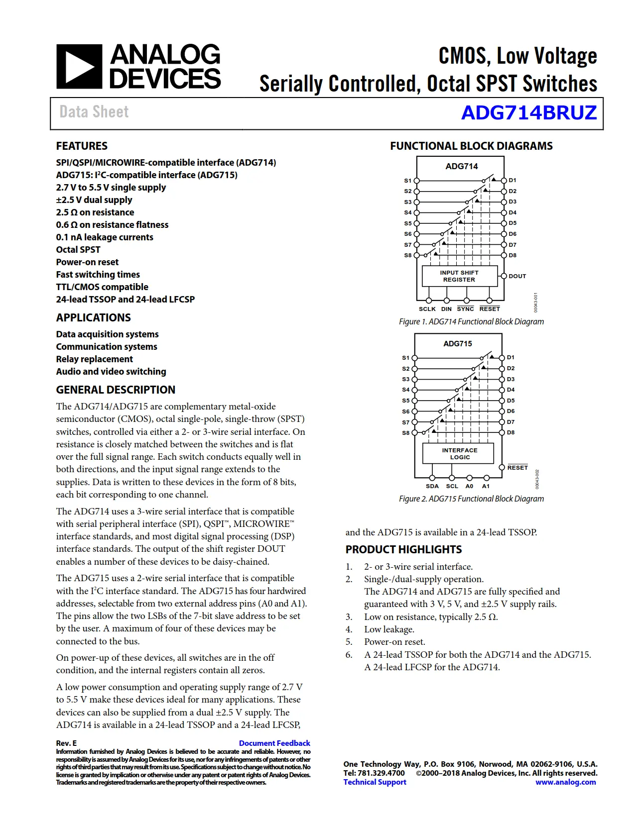 ADG714BRUZ DataSheet