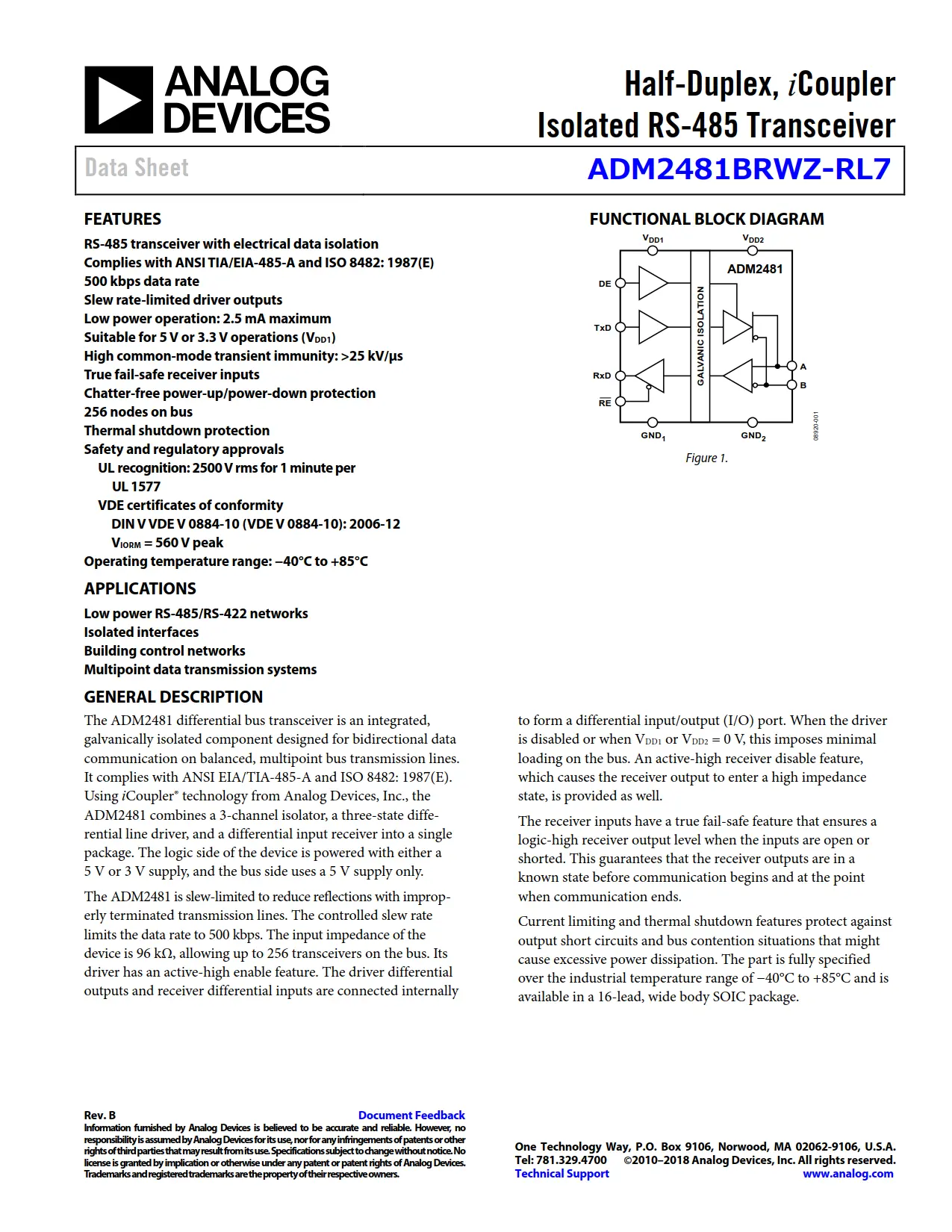 ADM2481BRWZ-RL7 DataSheet