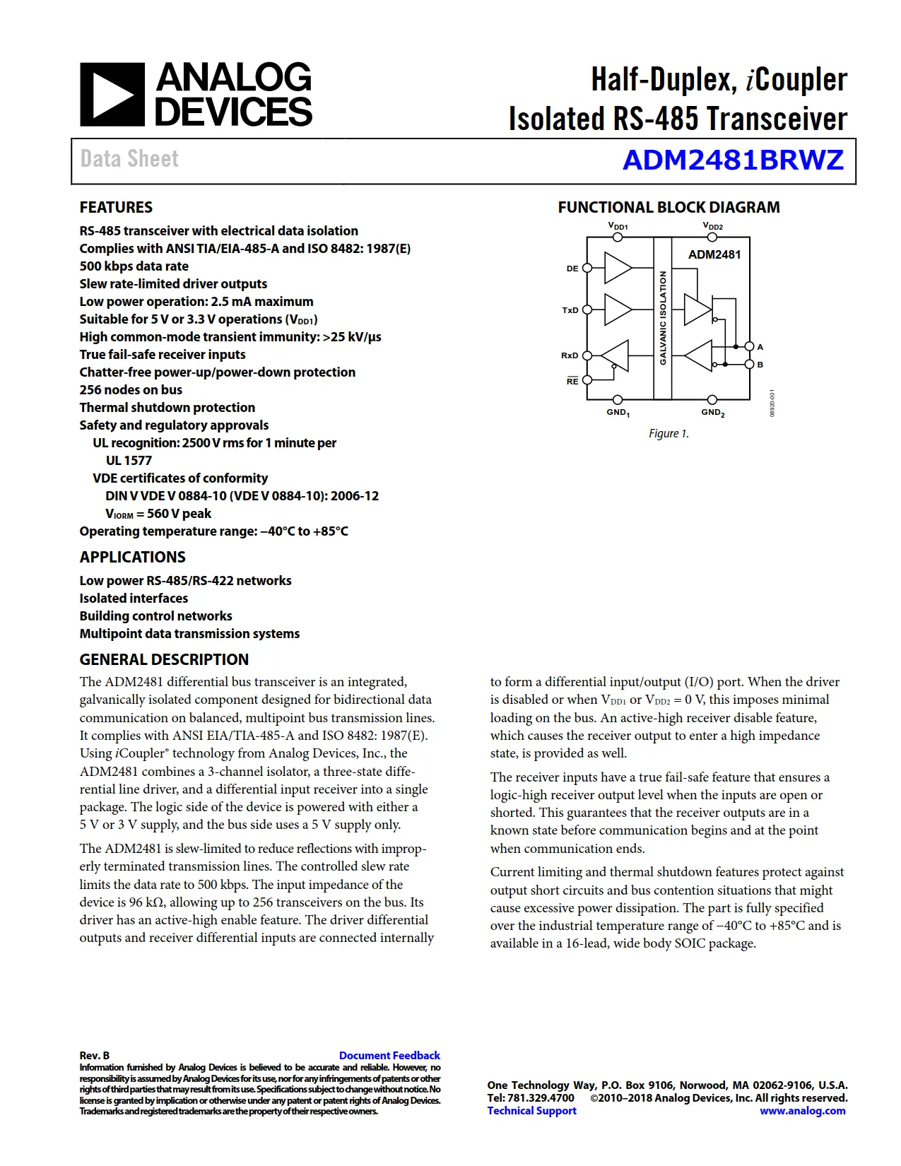 ADM2481BRWZ DataSheet