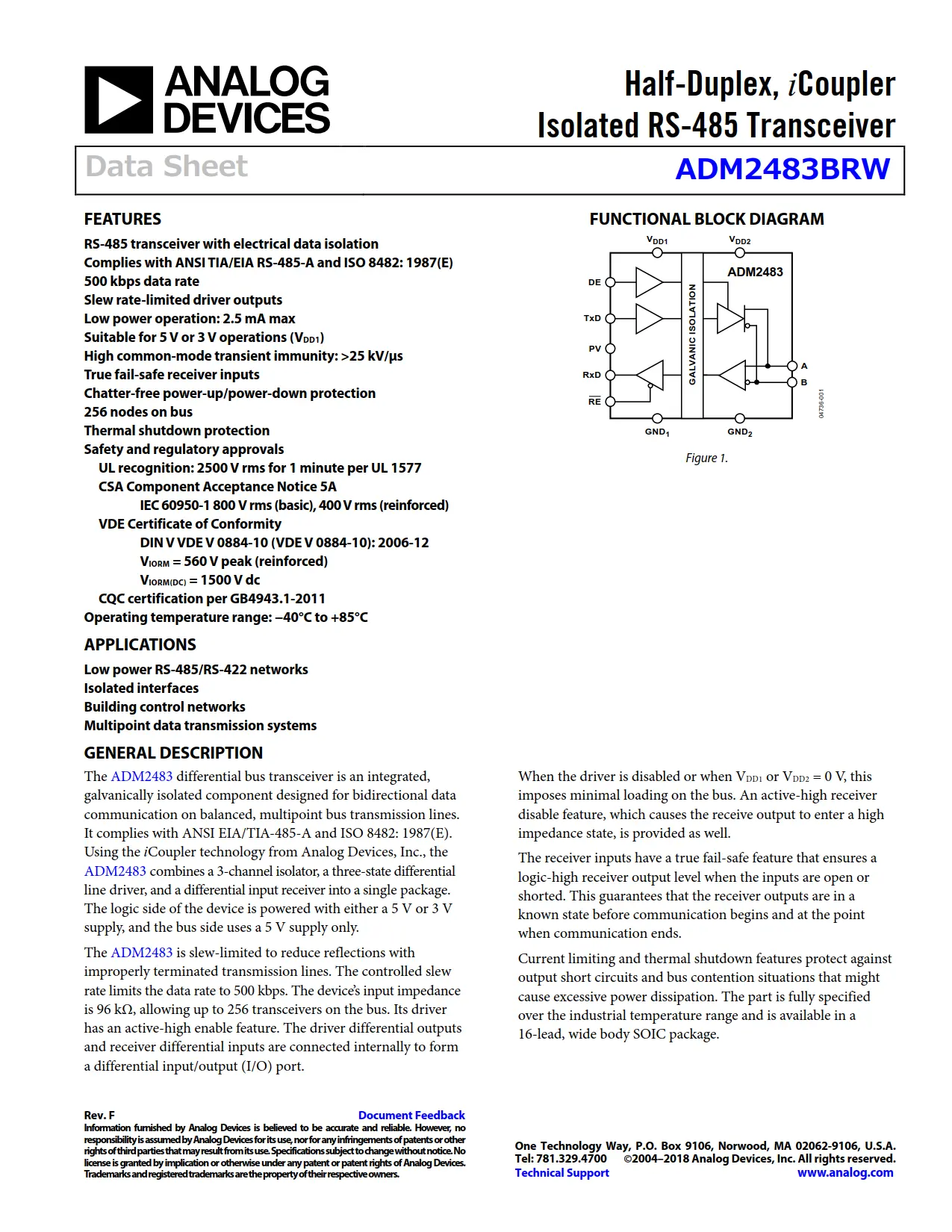 ADM2483BRW DataSheet