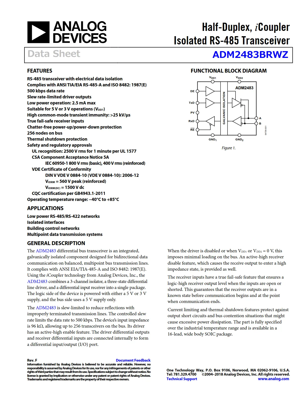 ADM2483BRWZ DataSheet