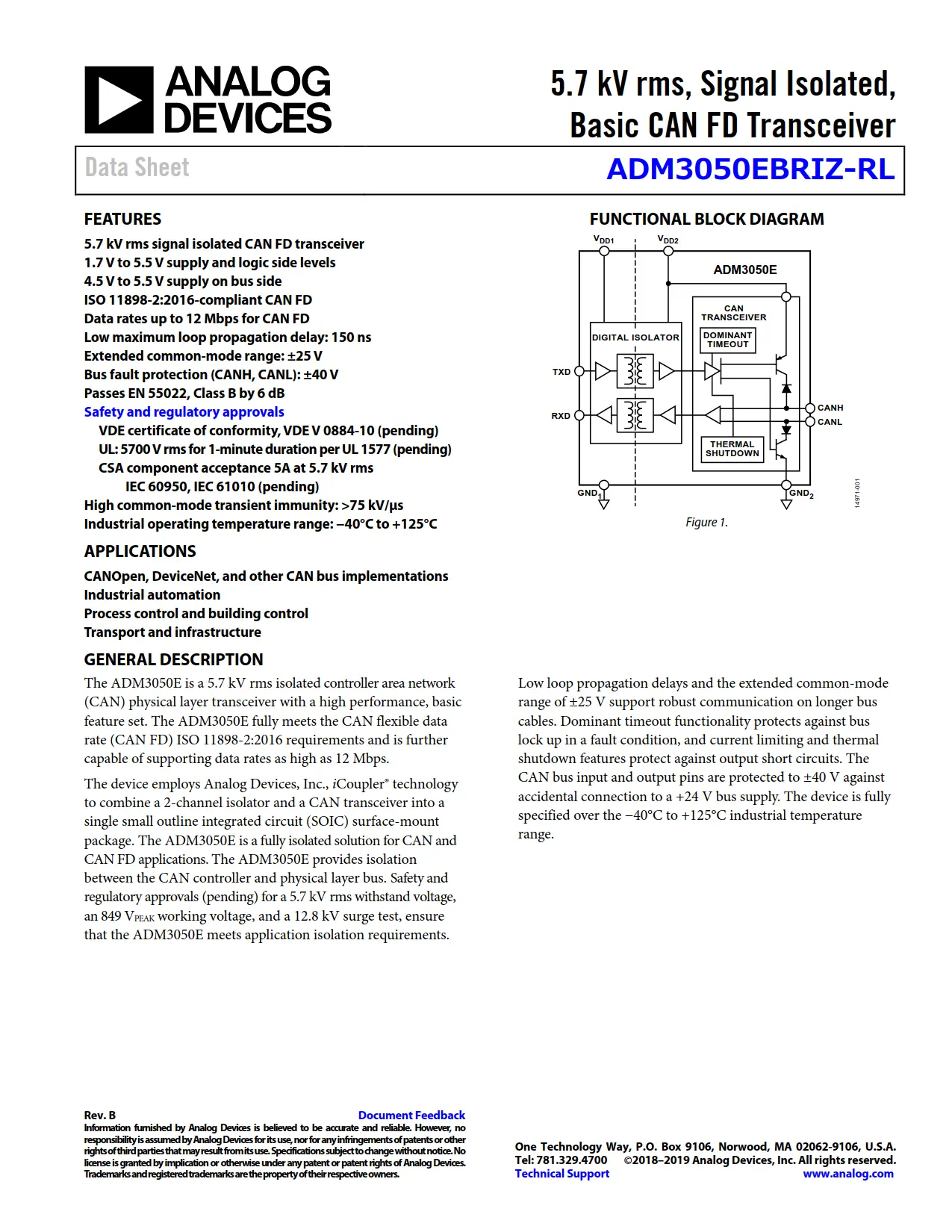 ADM3050EBRIZ-RL DataSheet