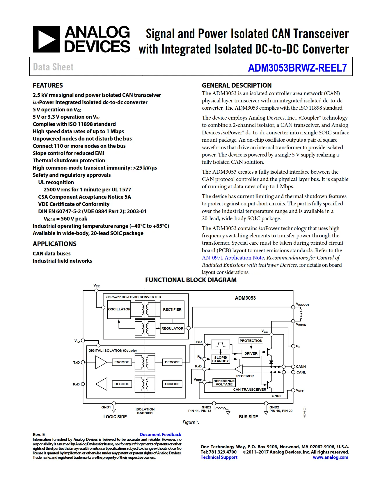 ADM3053BRWZ-REEL7 DataSheet