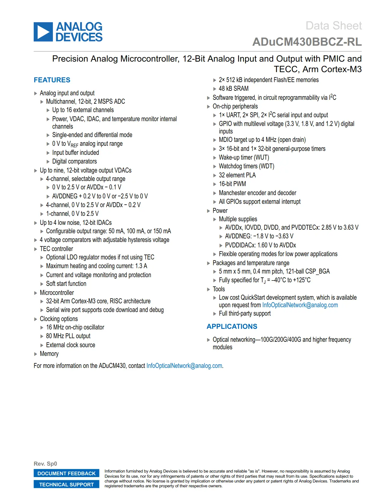 ADuCM430BBCZ-RL DataSheet