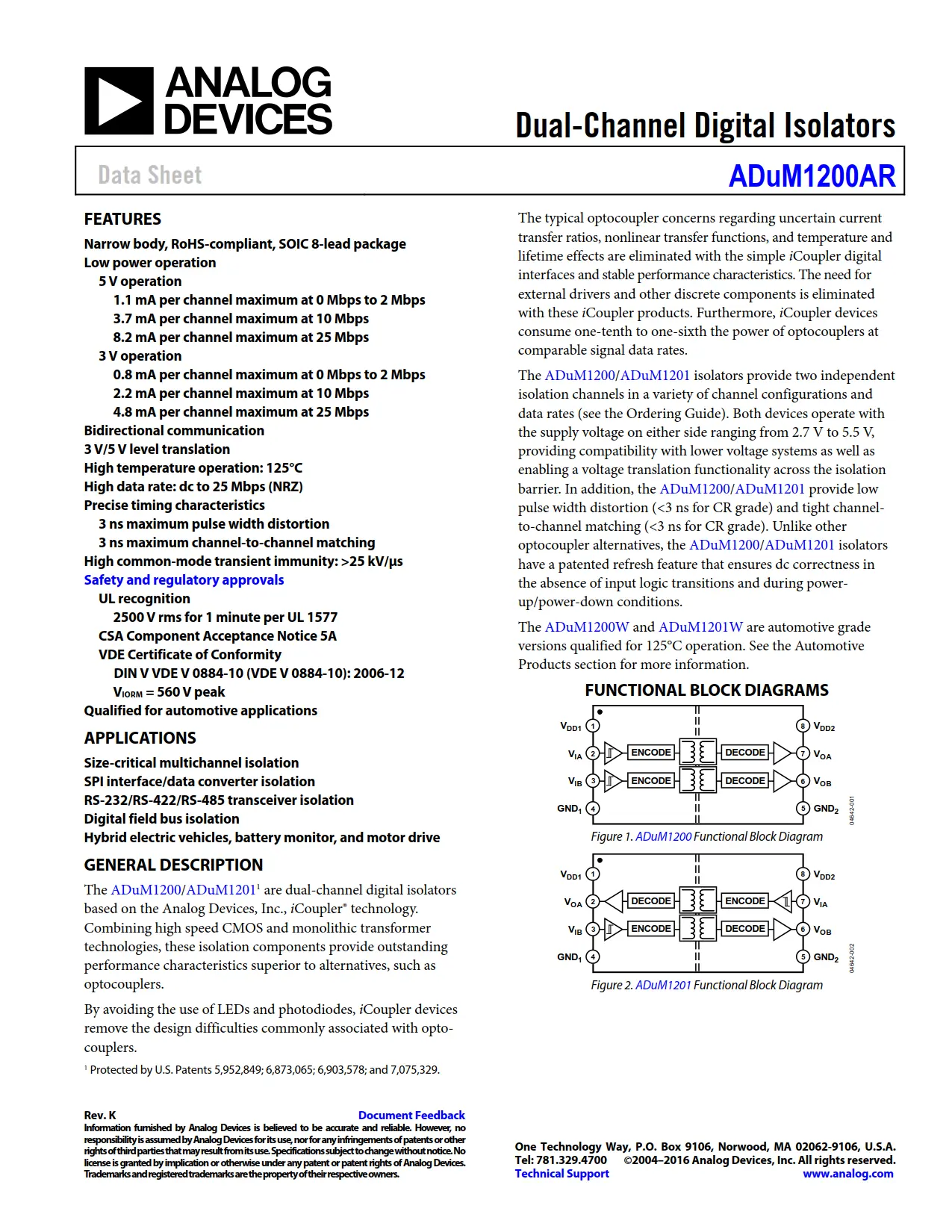 ADuM1200AR DataSheet