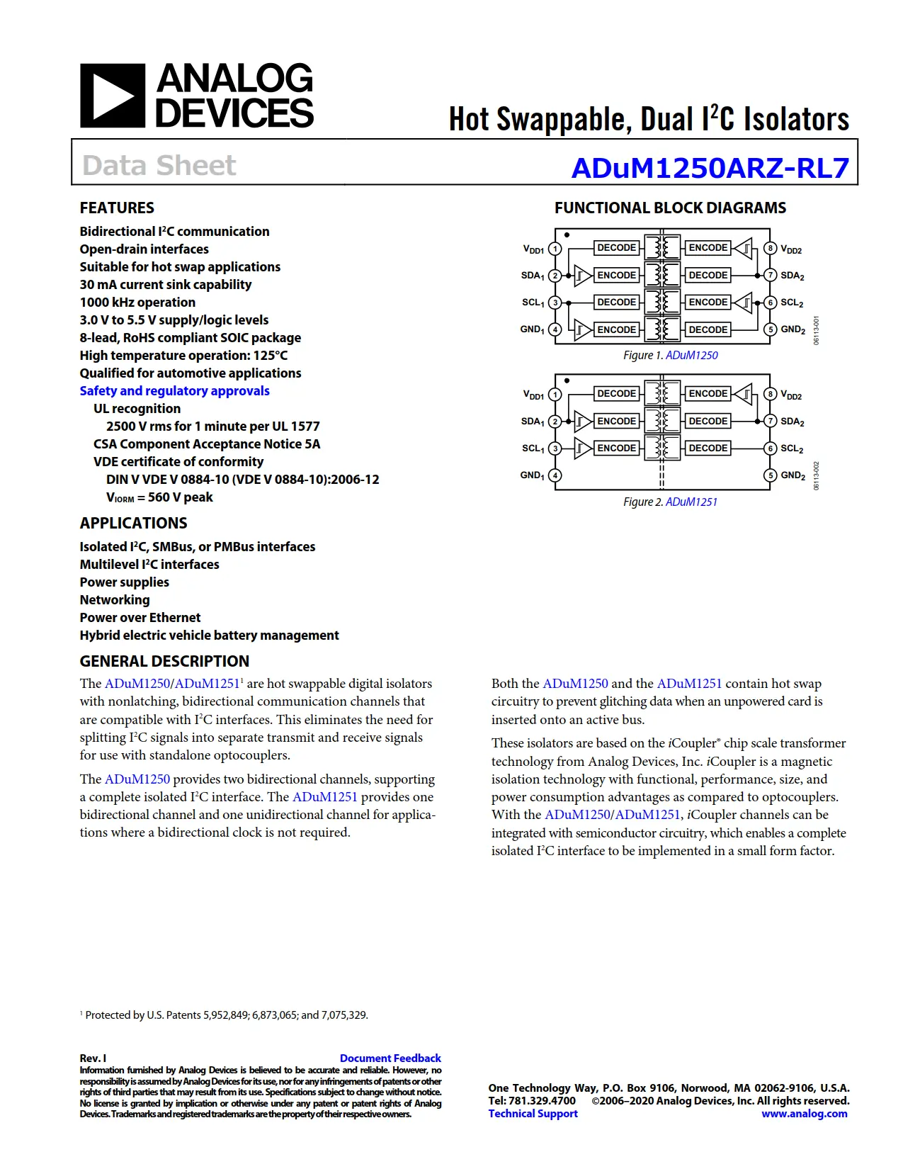 ADuM1250ARZ-RL7 DataSheet