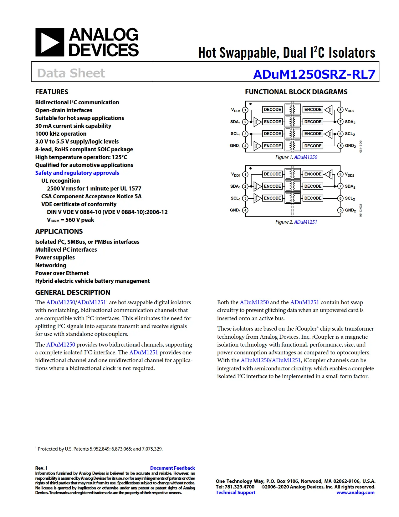 ADuM1250SRZ-RL7 DataSheet
