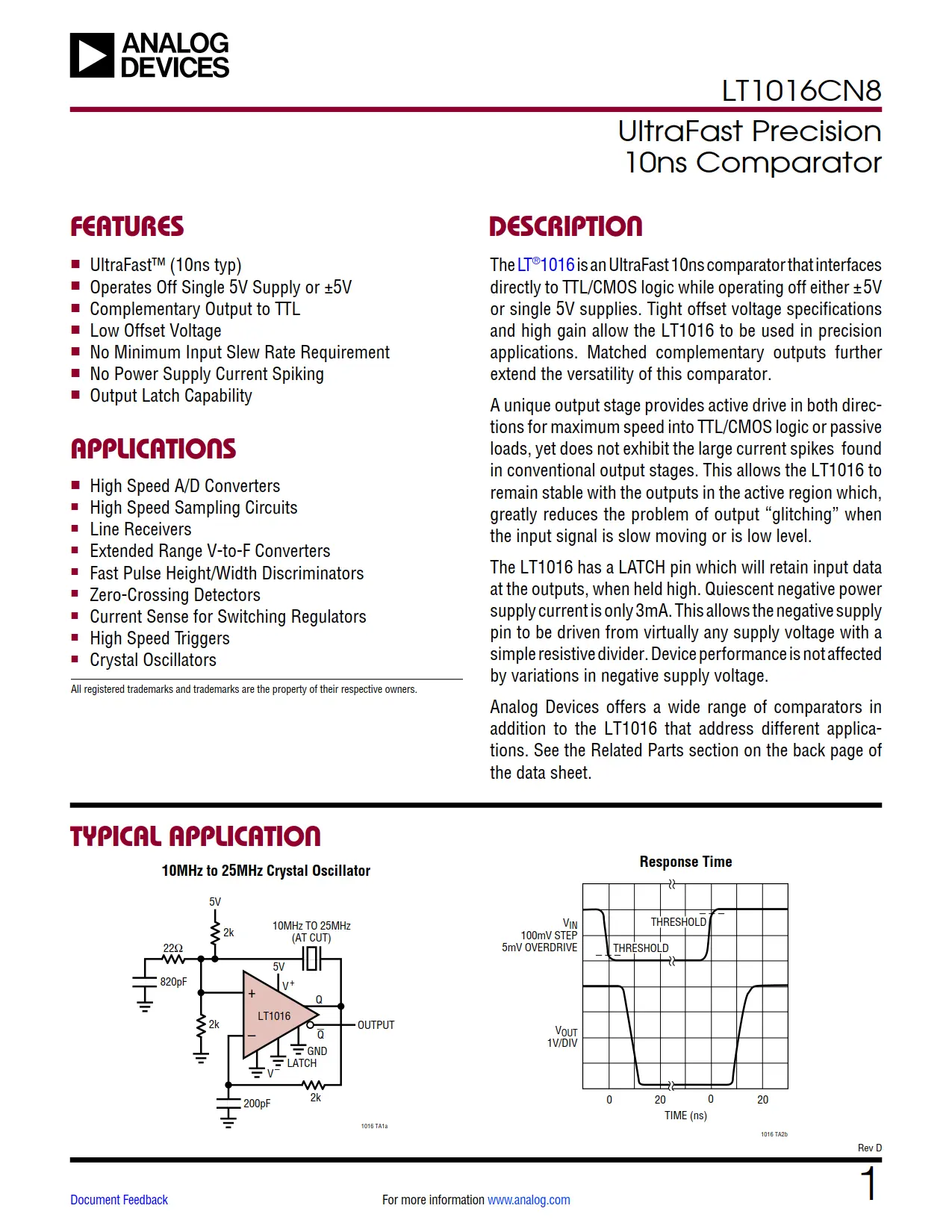 LT1016CN8 DataSheet