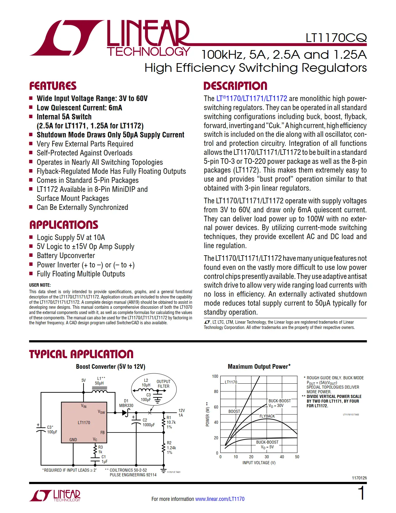 LT1170CQ DataSheet