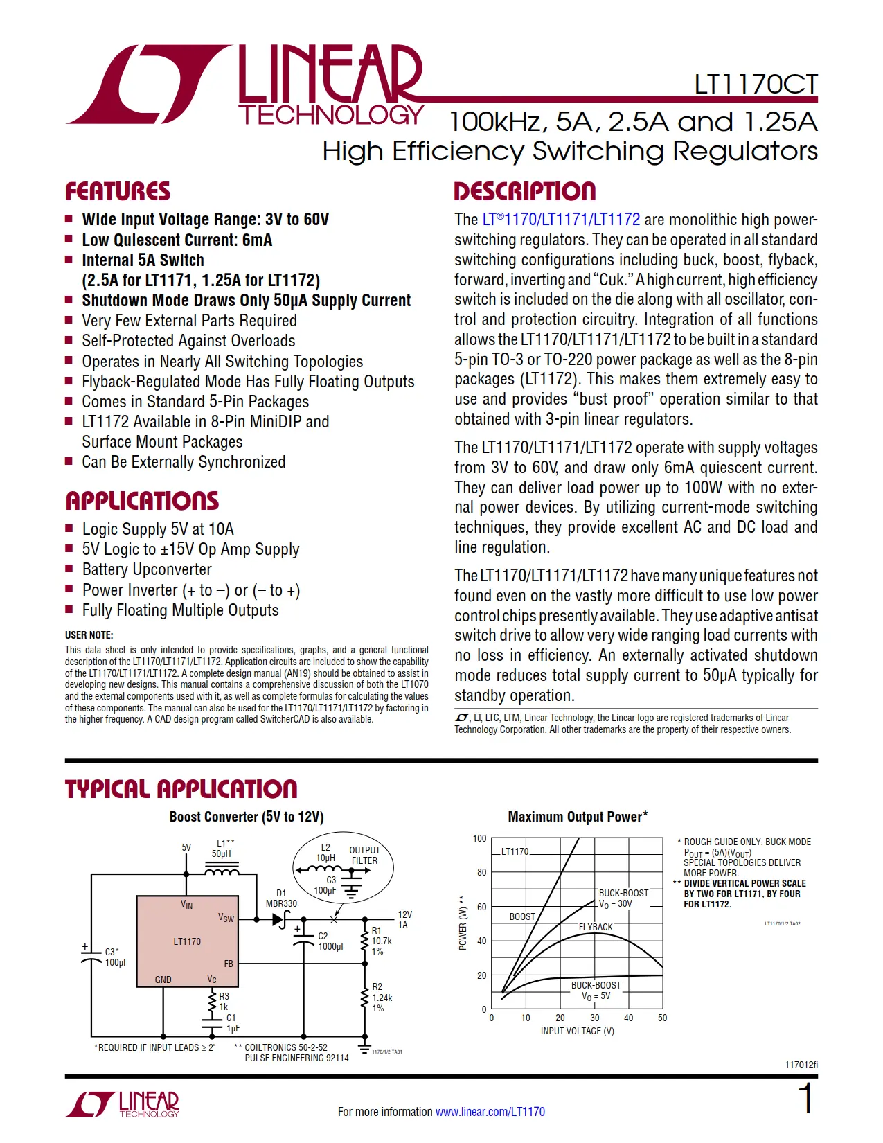 LT1170CT DataSheet