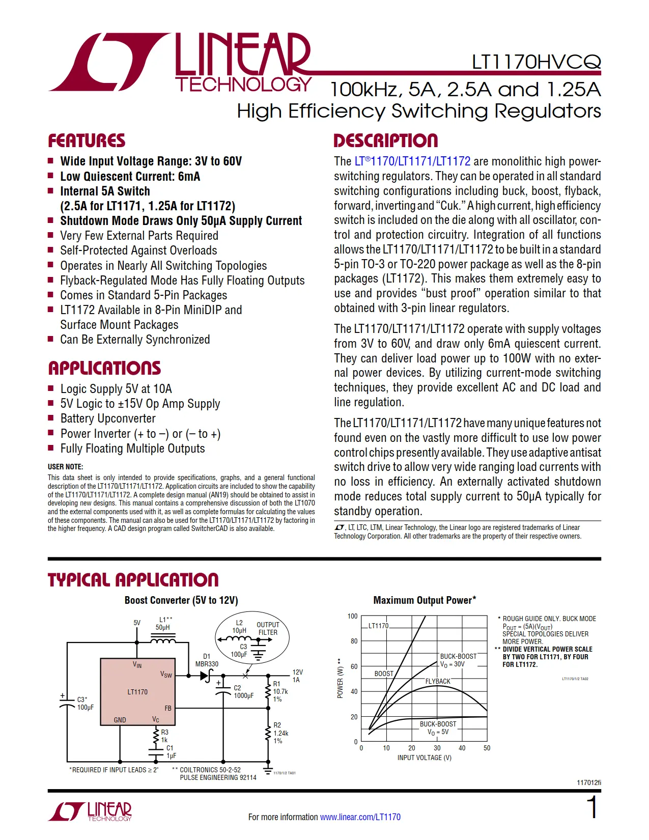 LT1170HVCQ DataSheet