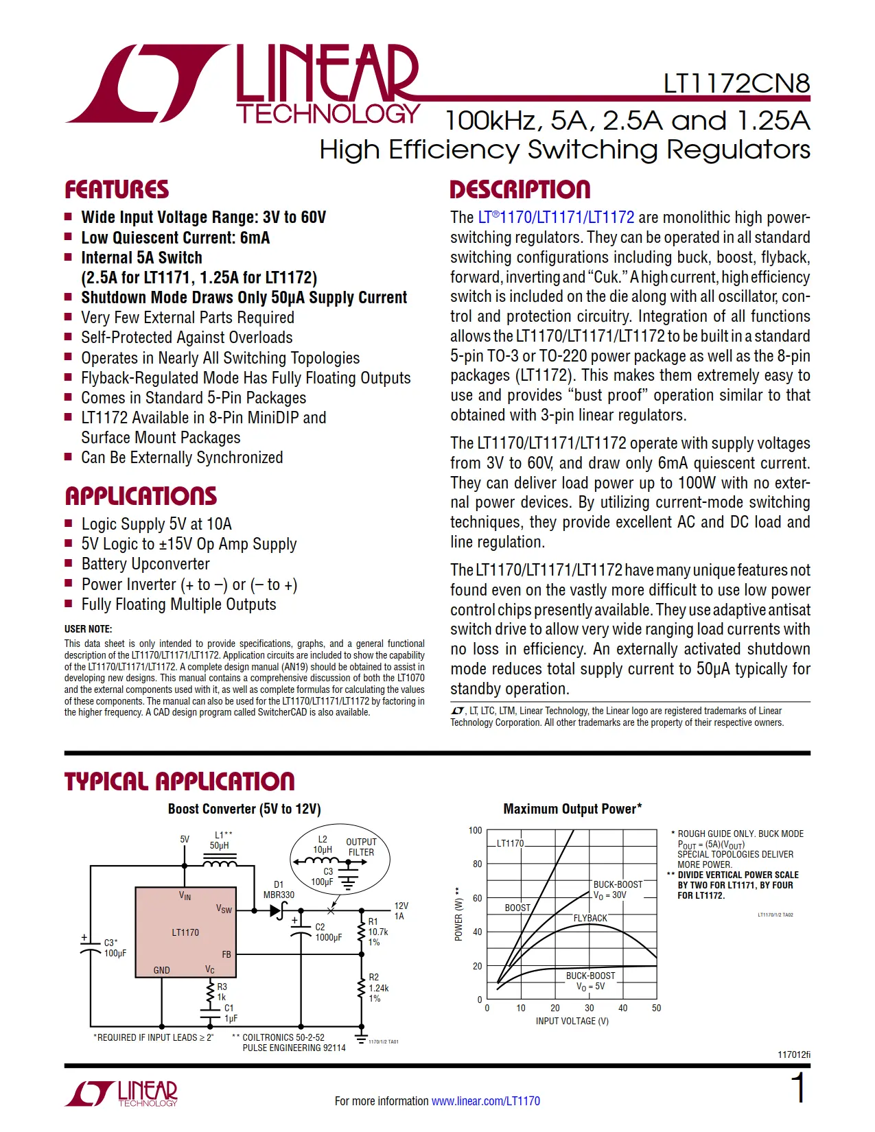 LT1172CN8 DataSheet