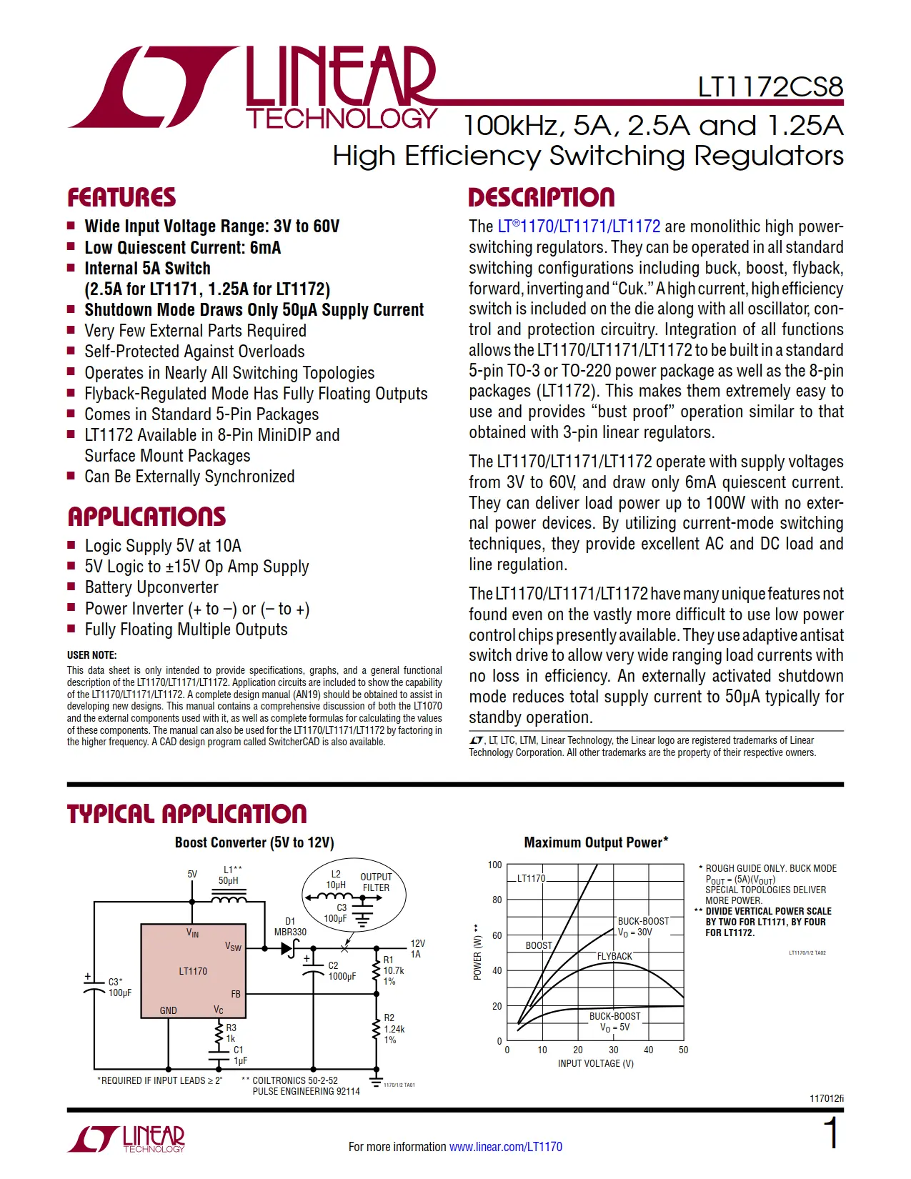 LT1172CS8 DataSheet