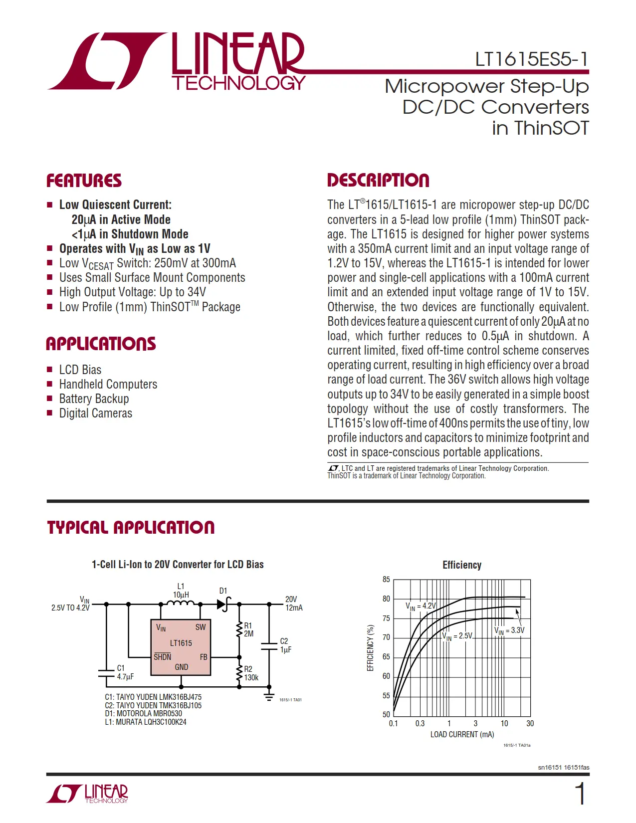 LT1615ES5-1 DataSheet