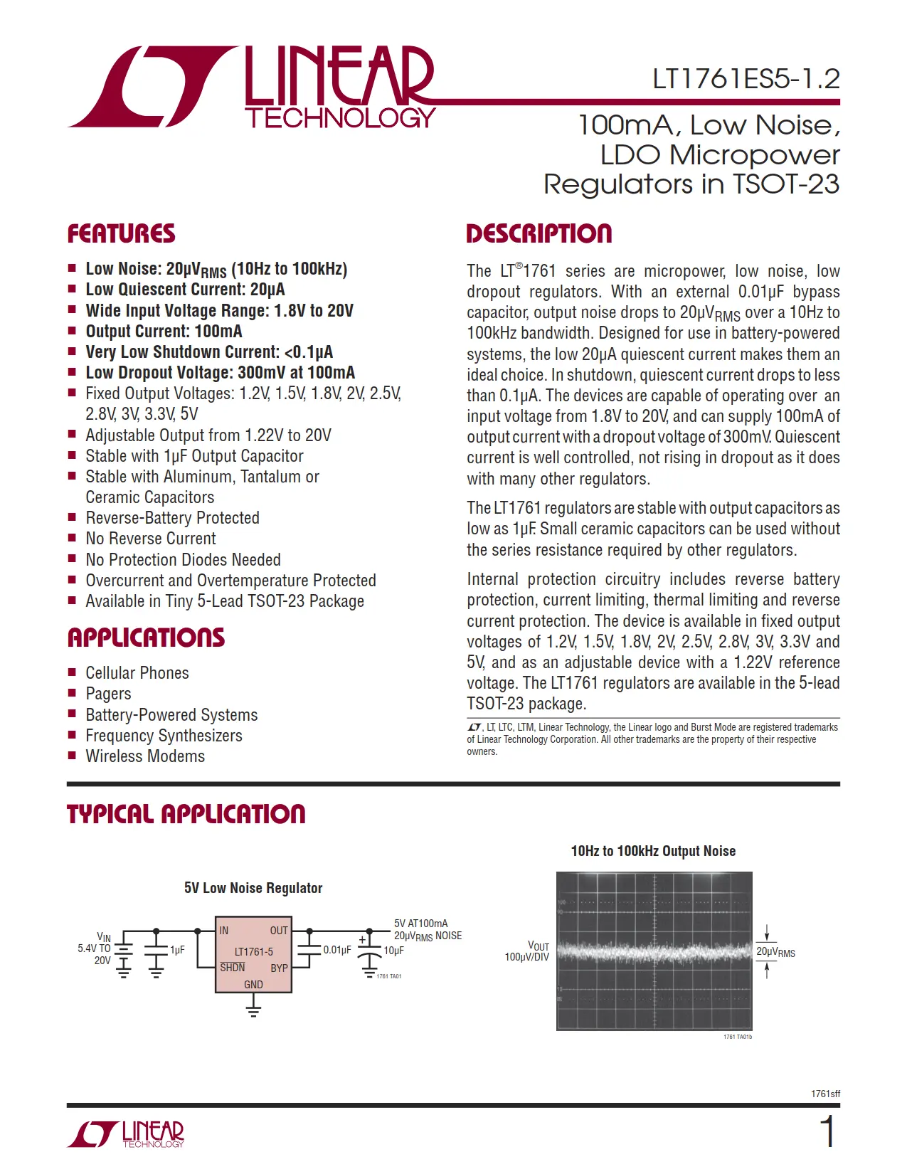 LT1761ES5-1.2 DataSheet