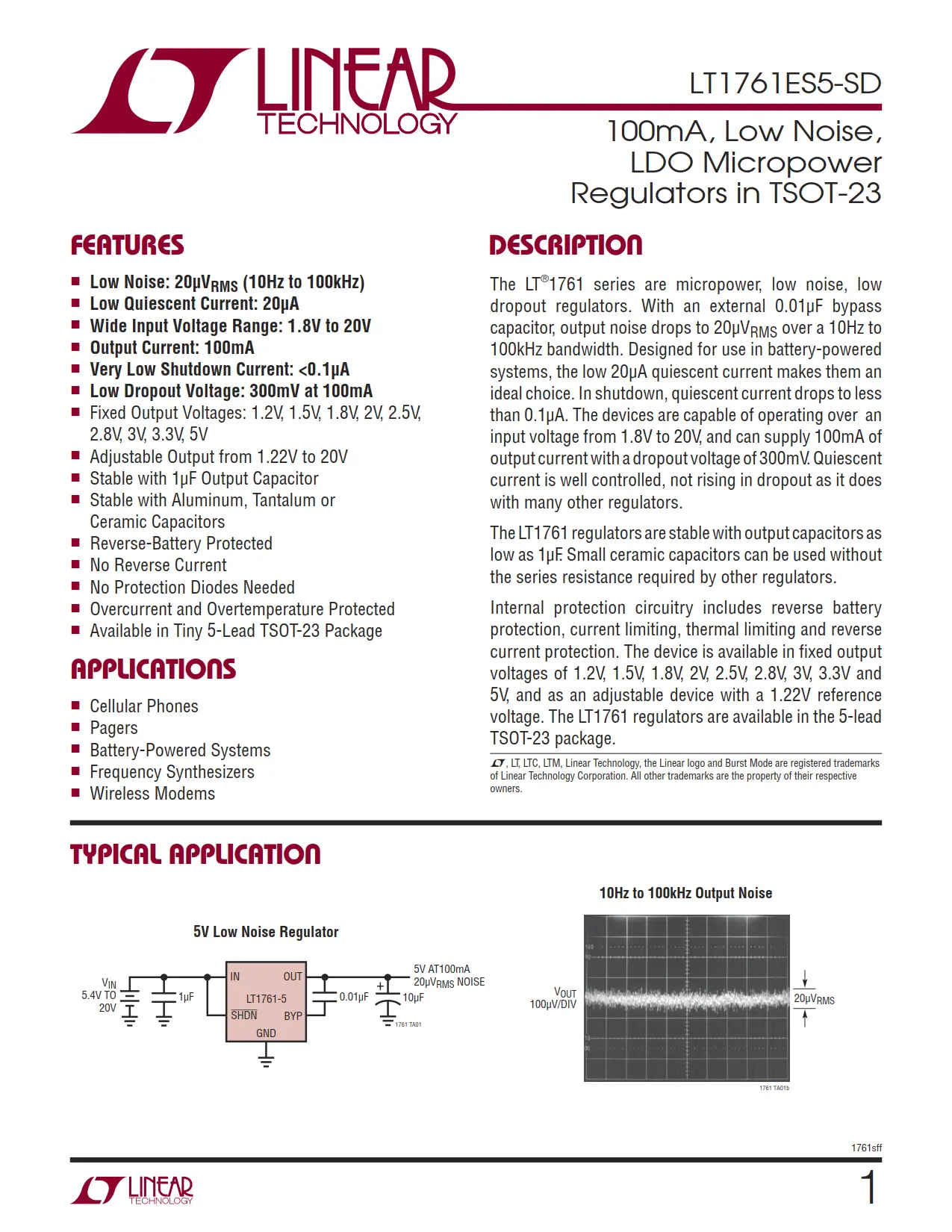 LT1761ES5-SD DataSheet