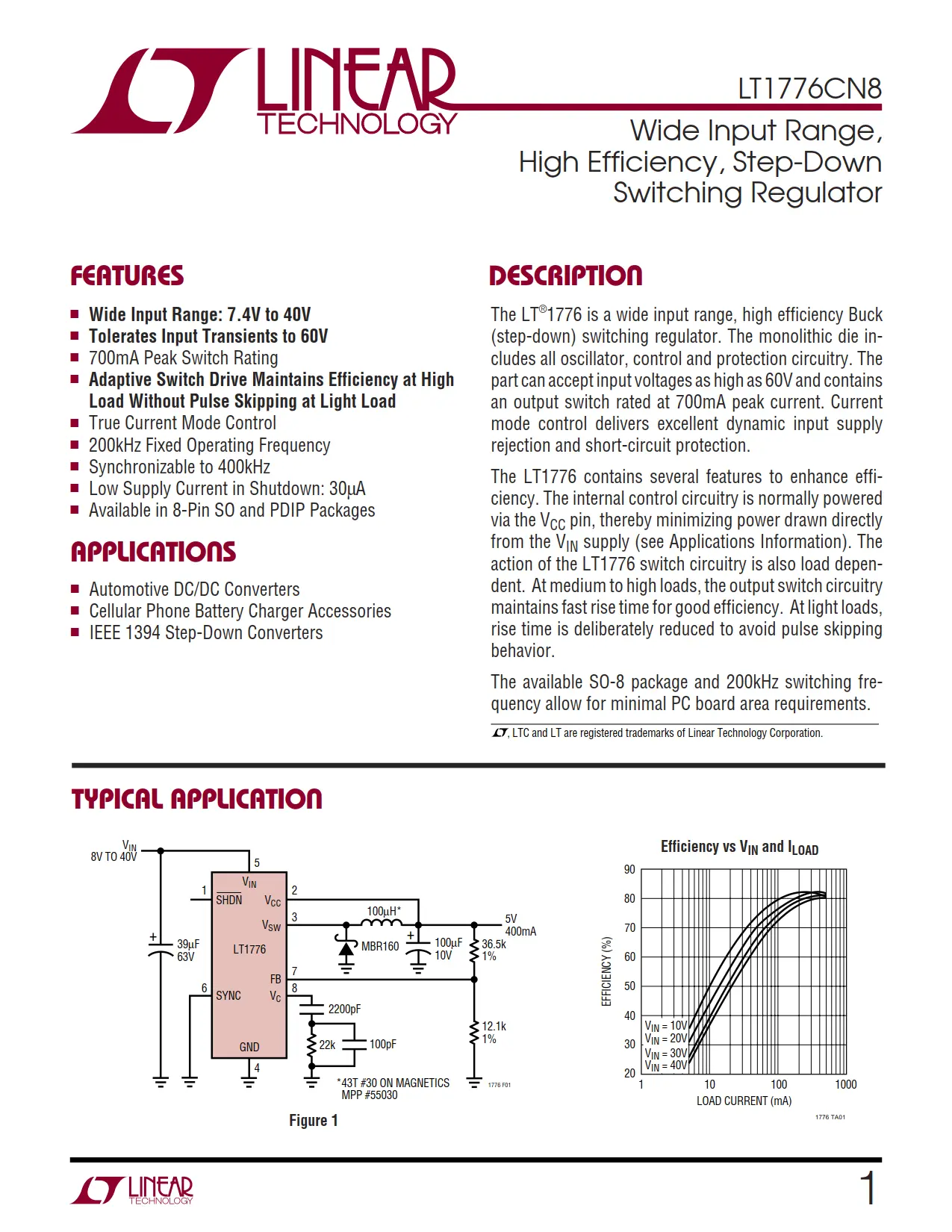 LT1776CN8 DataSheet