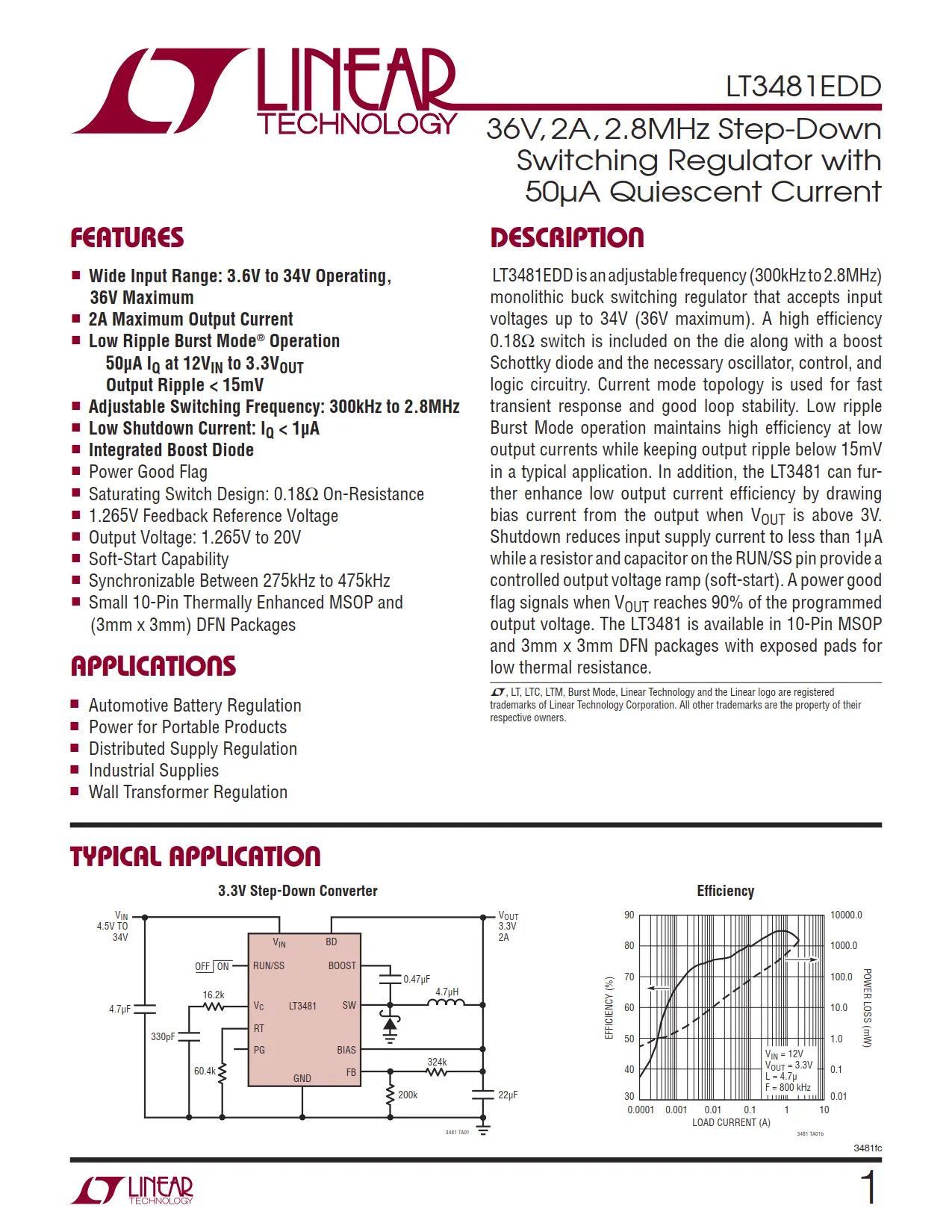 LT3481EDD DataSheet