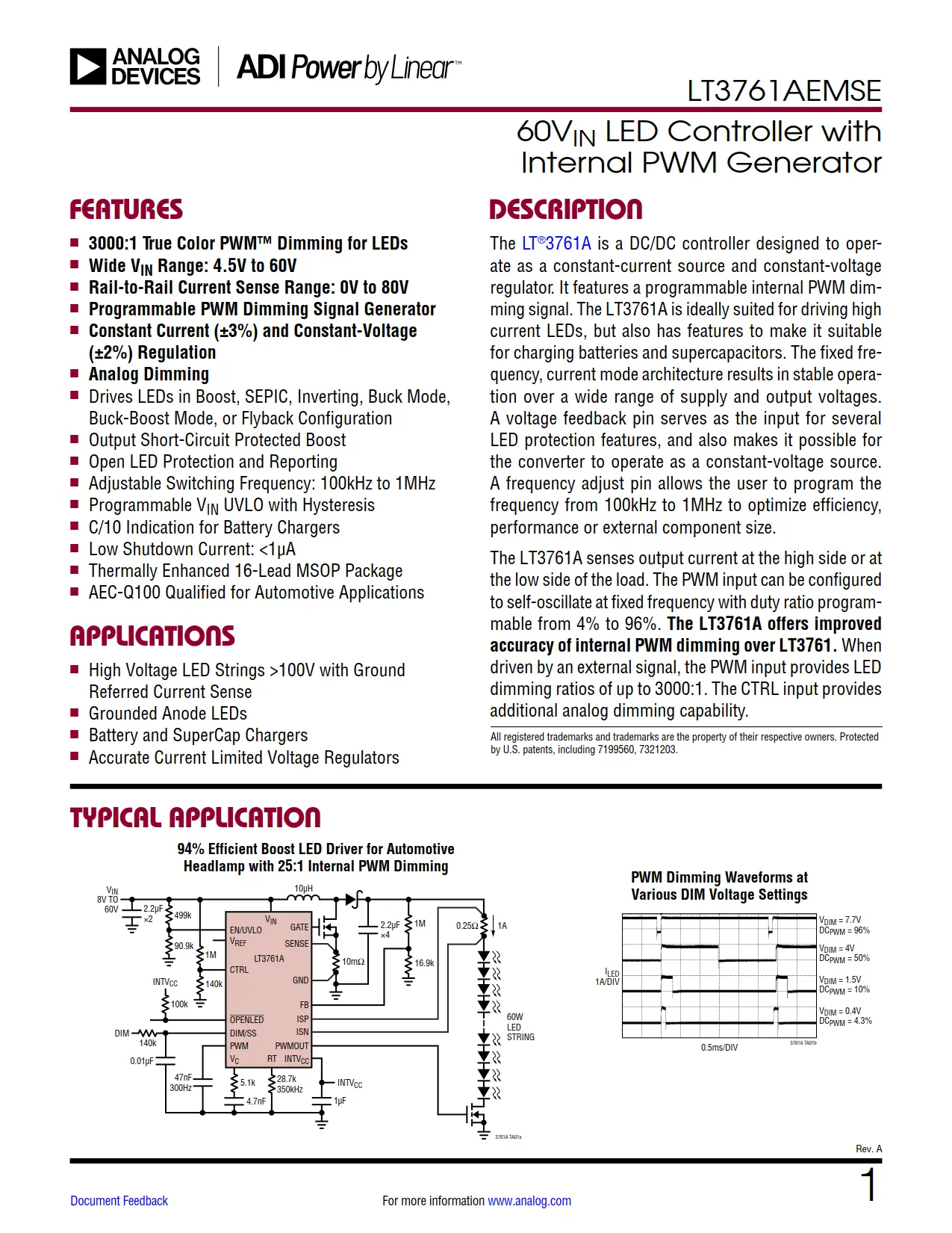 LT3761AEMSE DataSheet