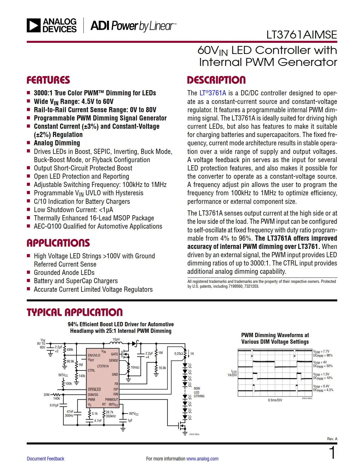 LT3761AIMSE DataSheet