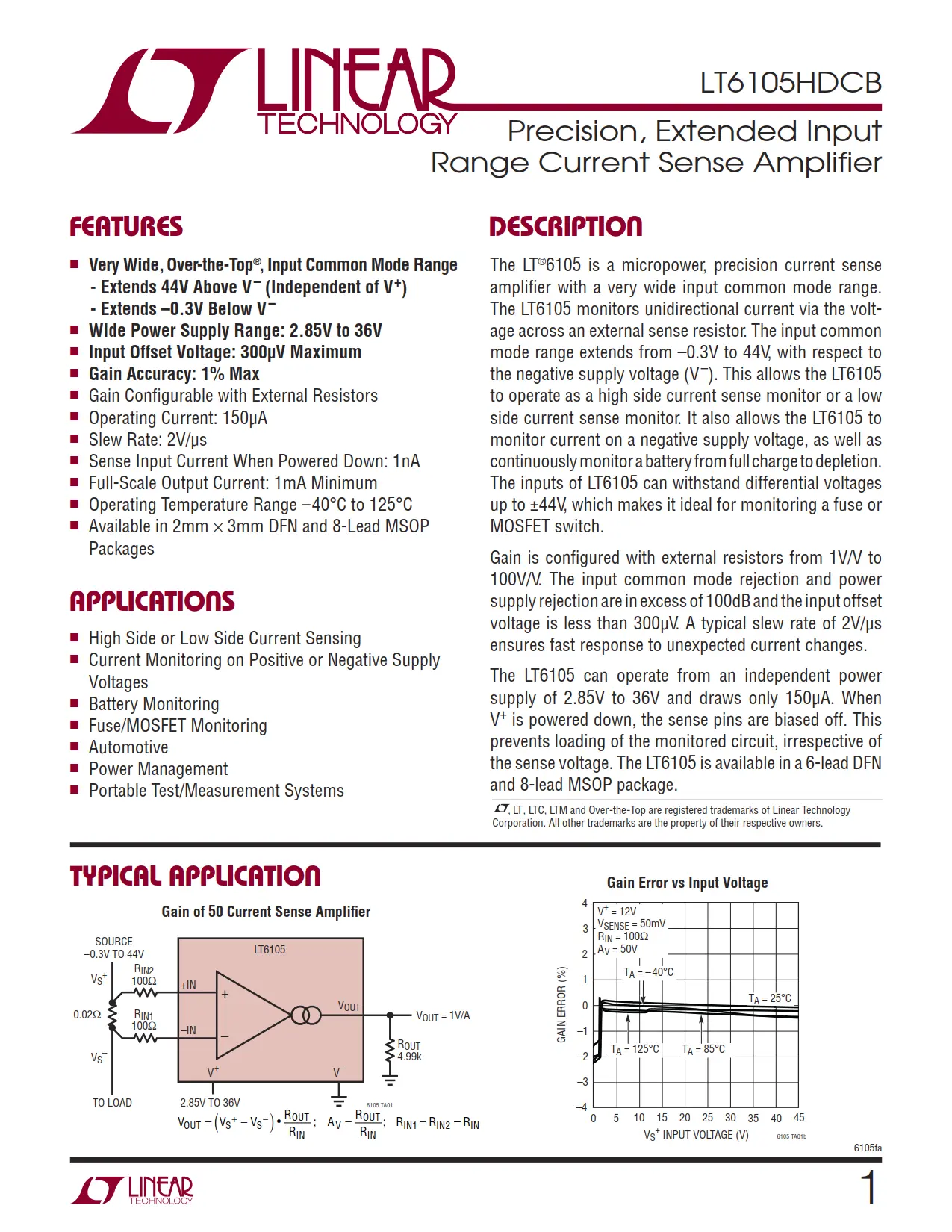 LT6105HDCB DataSheet