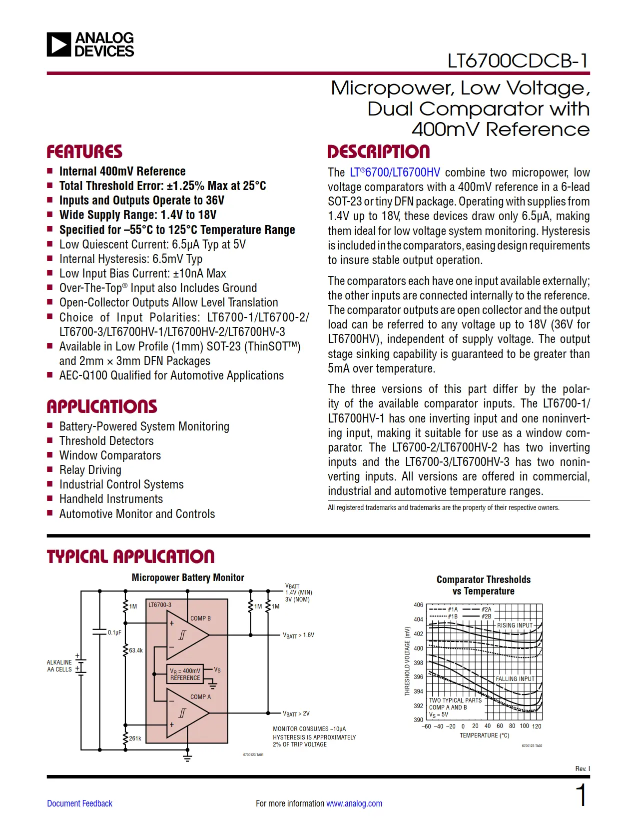 LT6700CDCB-1 DataSheet