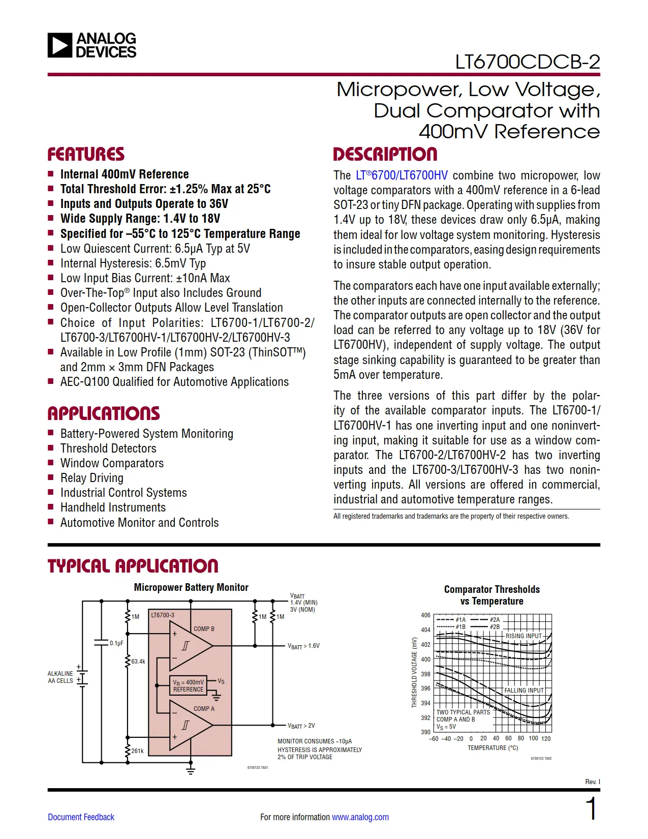 LT6700CDCB-2 DataSheet