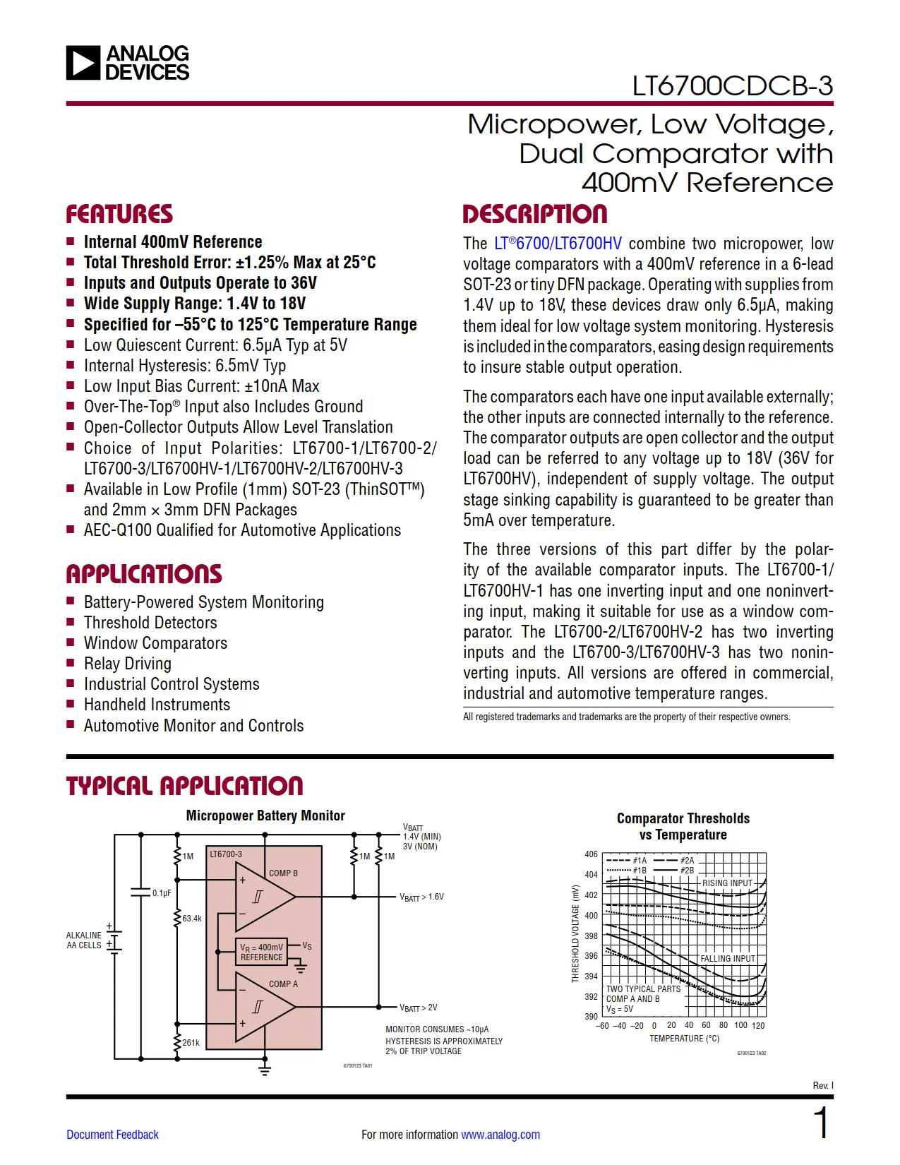 LT6700CDCB-3 DataSheet