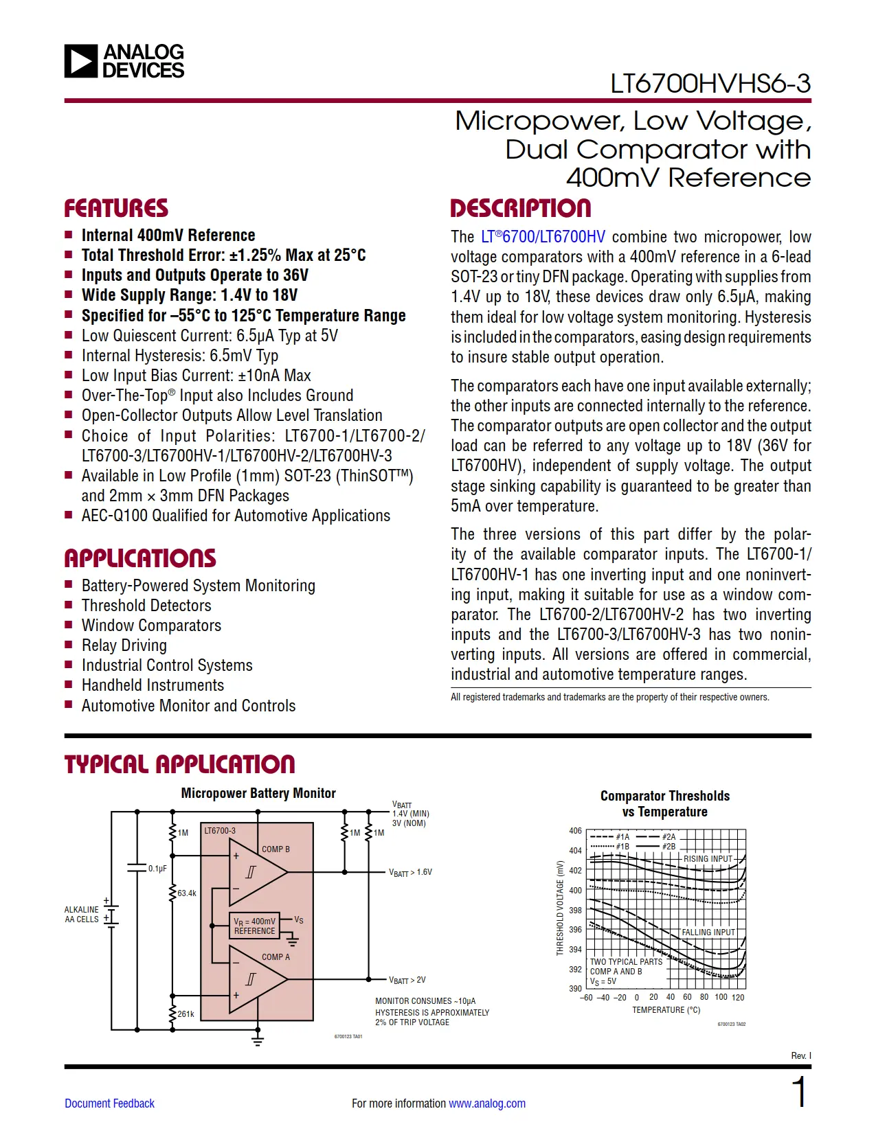 LT6700HVHS6-3 DataSheet