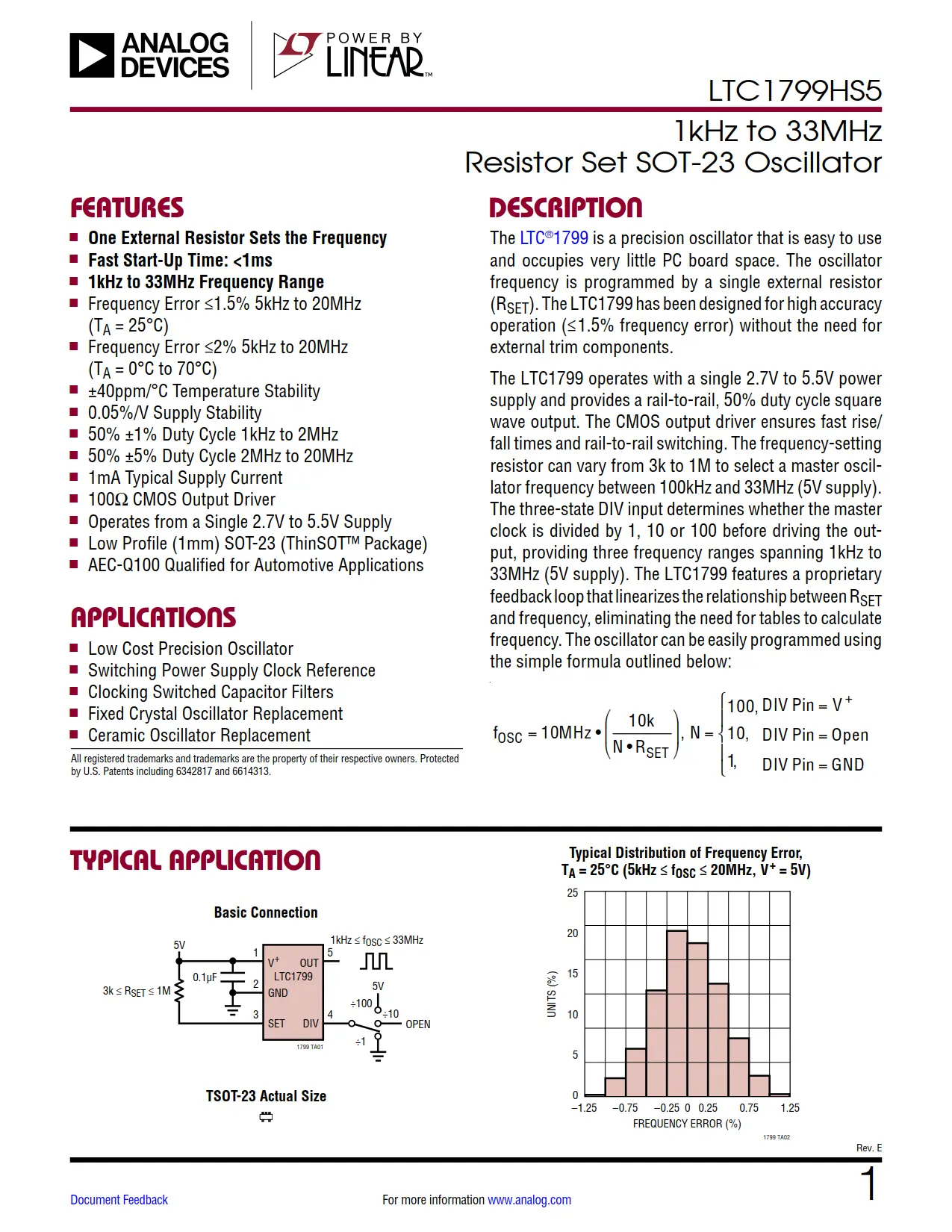 LTC1799HS5 DataSheet