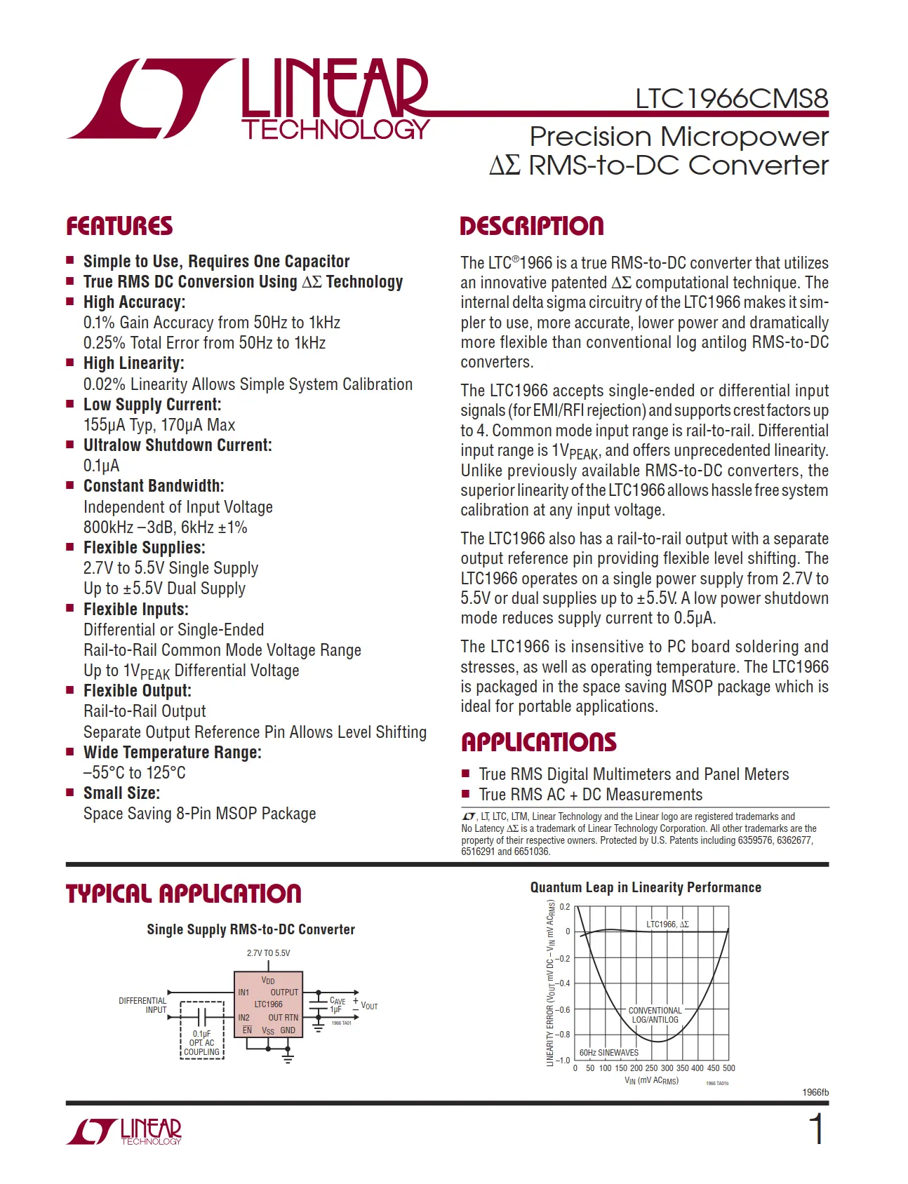 LTC1966CMS8 DataSheet