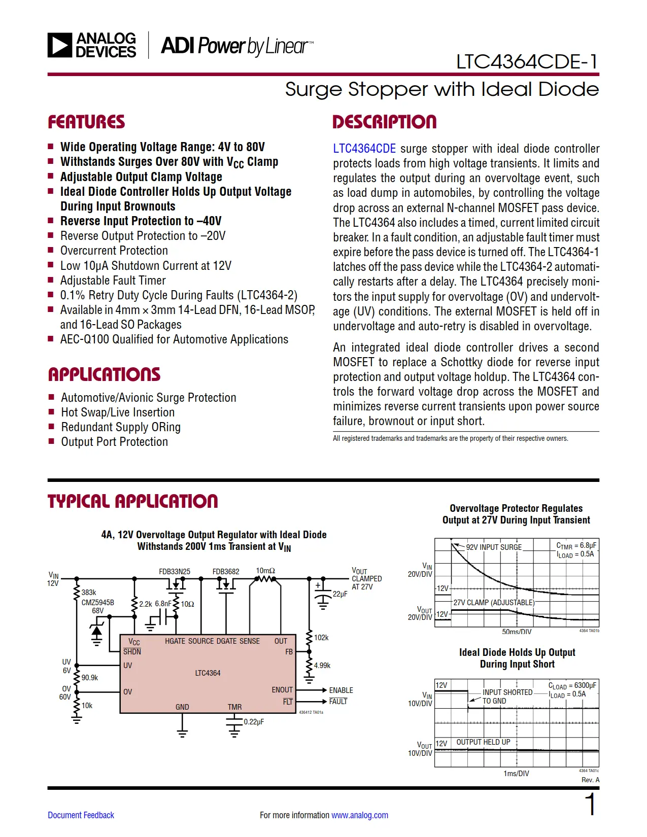 LTC4364CDE-1 DataSheet