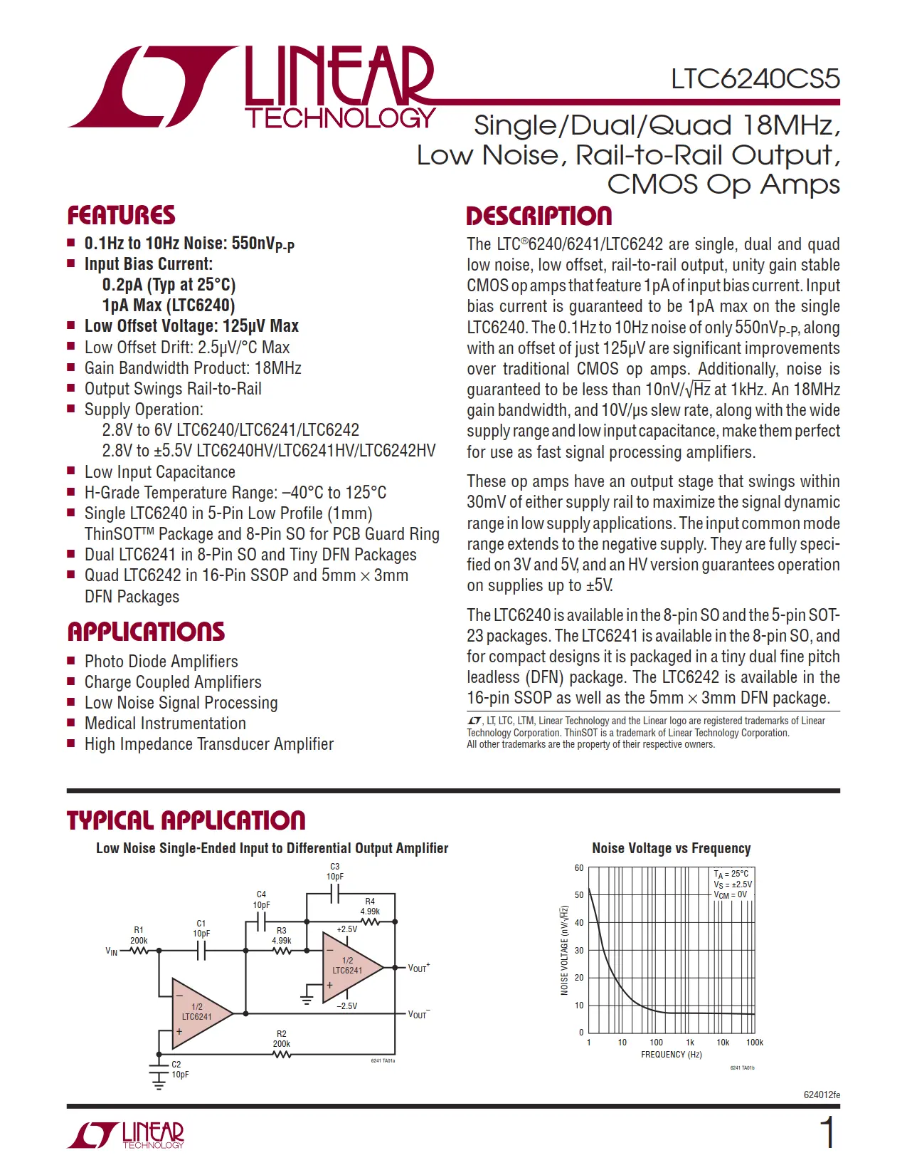 LTC6240CS5 DataSheet