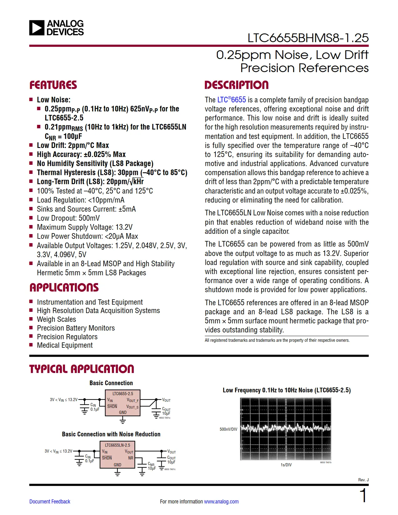 LTC6655BHMS8-1.25 DataSheet