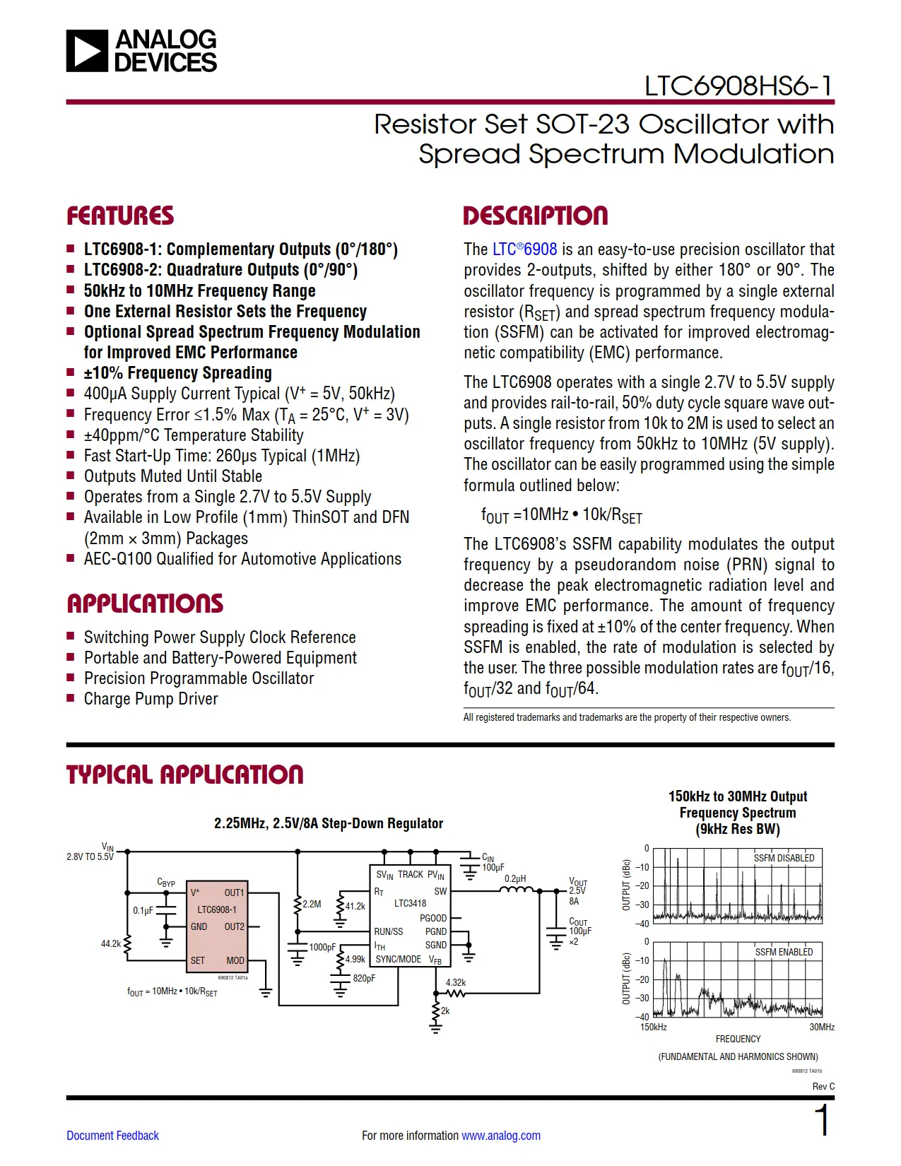 LTC6908HS6-1 DataSheet